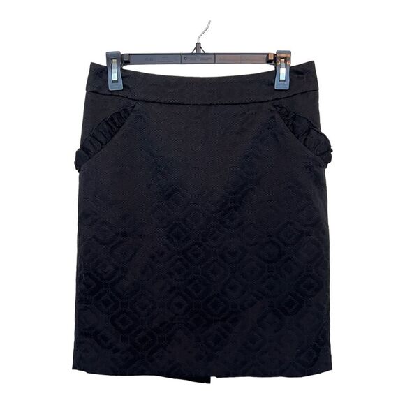 Ann Taylor LOFT Black Pencil Skirt with Ruffled Front Pockets Size 4 - Picture 1 of 9